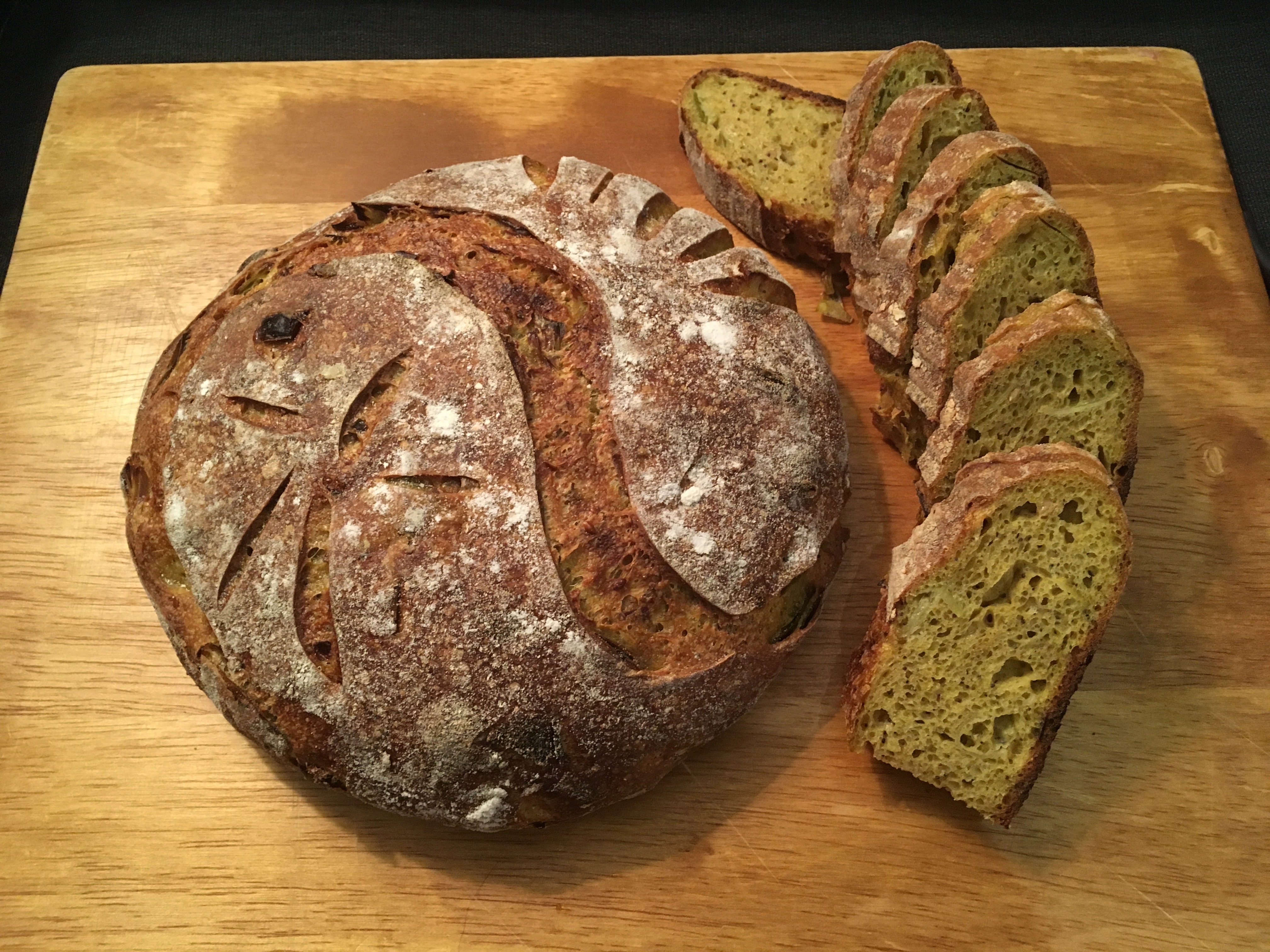 Turmeric scallion leek levain
